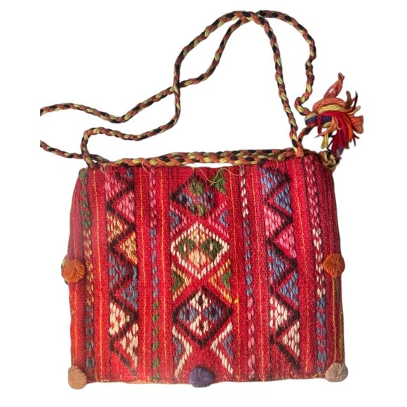 Handmade Handbags - Bolivian Chuspa Cocoa Leaf Bag Backpack 11x14 Handwoven Wool Geometric & Striped